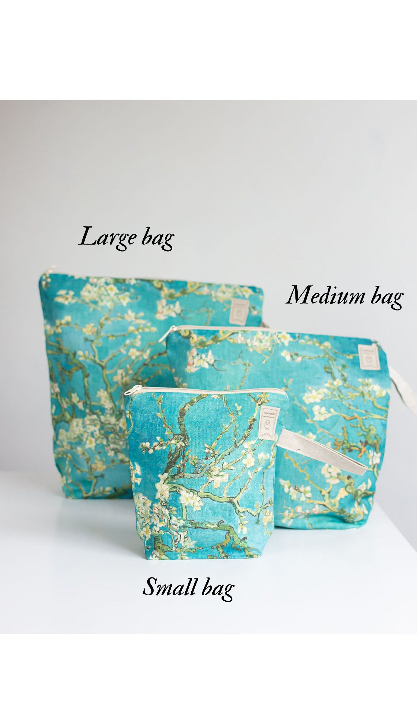 Toile de jouy print Project bag. Work in progress Project Bag with zipper. Yarn organizer with brown roses print.