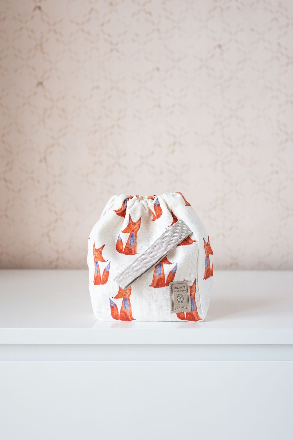 Project Bag. Small. Special KnitterBag design. Fox pattern