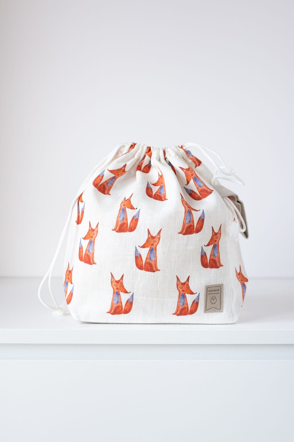 Project Bag. Small. Special KnitterBag design. Fox pattern