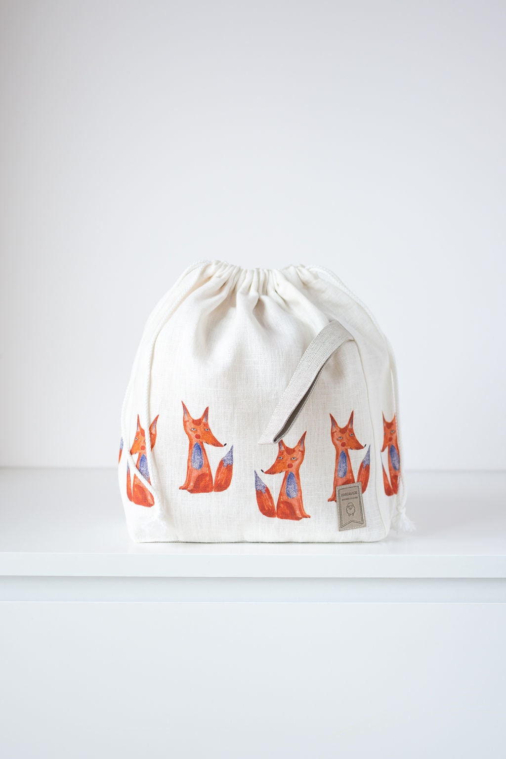 Project Bag. Small. Special KnitterBag design. Fox pattern