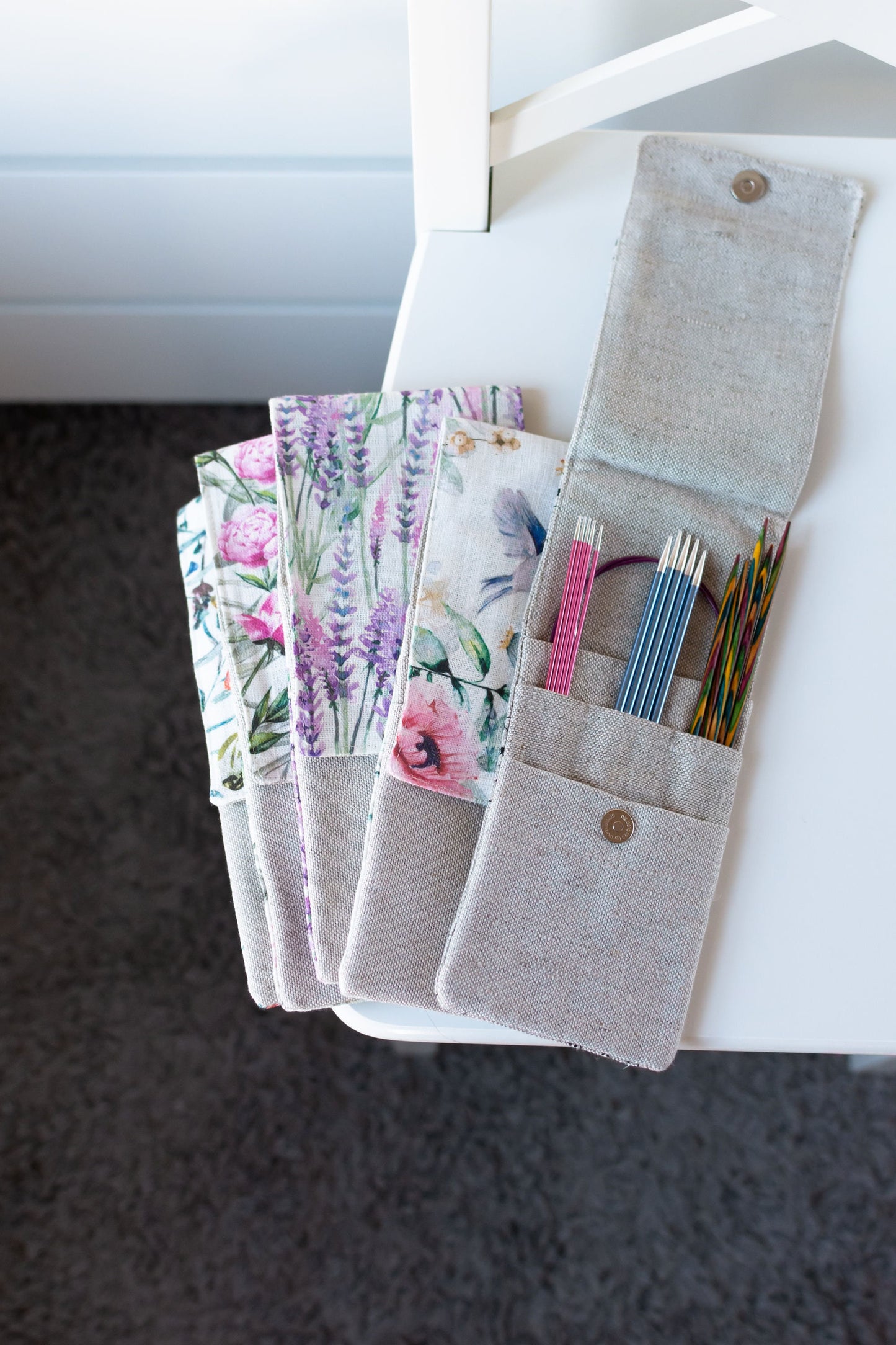 MINI Needle Case. Needles, Crochets and Hooks Case with stawberry print