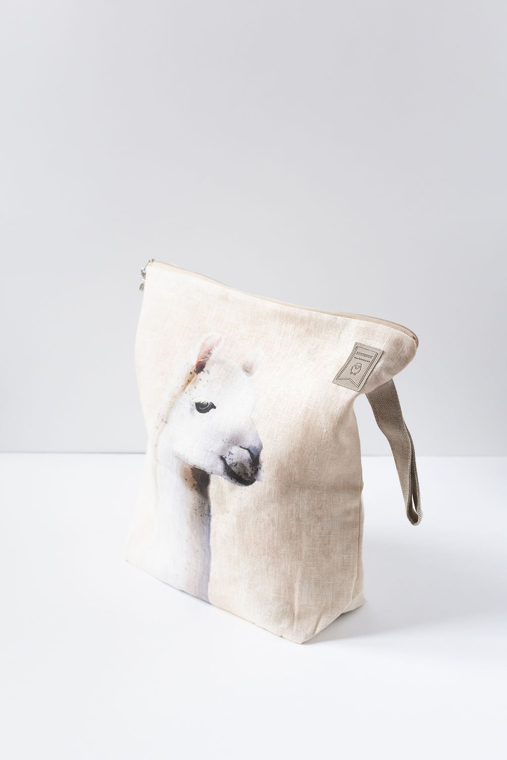 Work in progress Project Bag with zipper. Large. Lama print.