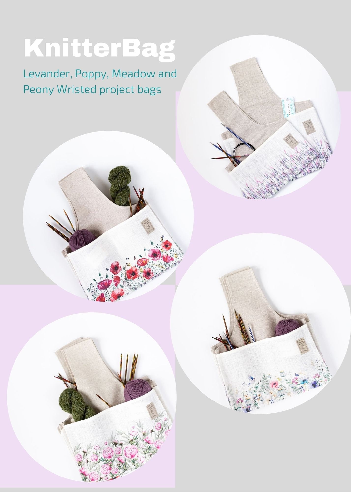 Wrist Project Bag with Meadow print