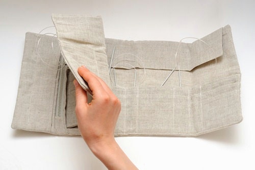 Needles, Crochets, Hooks Case with Gustav Klimt "The Kiss" print. Inside 21pockets-circle &24socks needles.