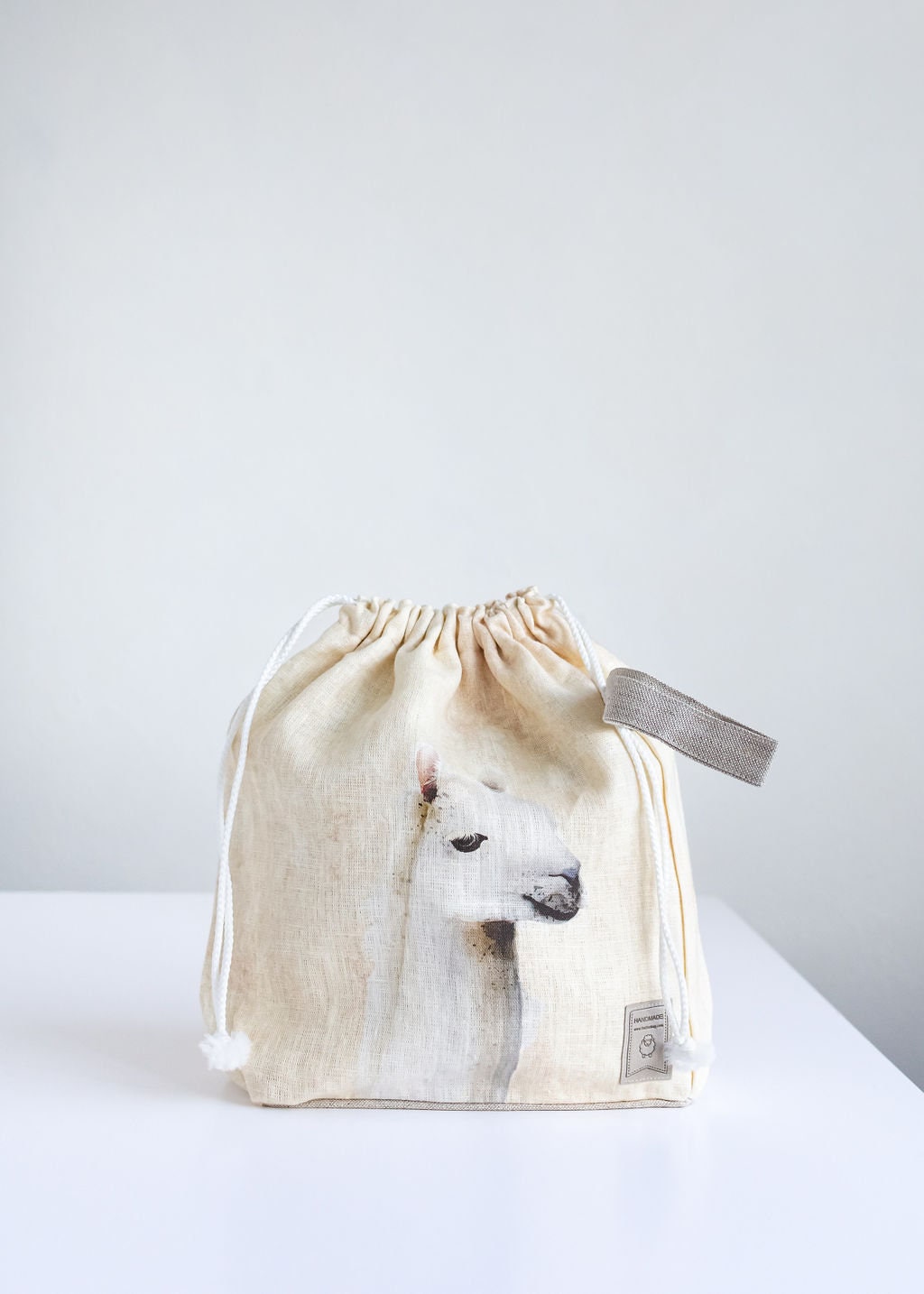 Project bags. Set of 2 Knitter Project Bags. Large and Small. Lama print