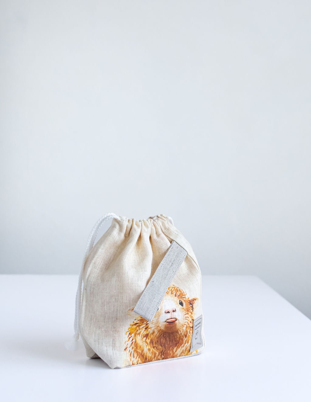 Sheep print Small Project Bag. Special KnitterBag design.