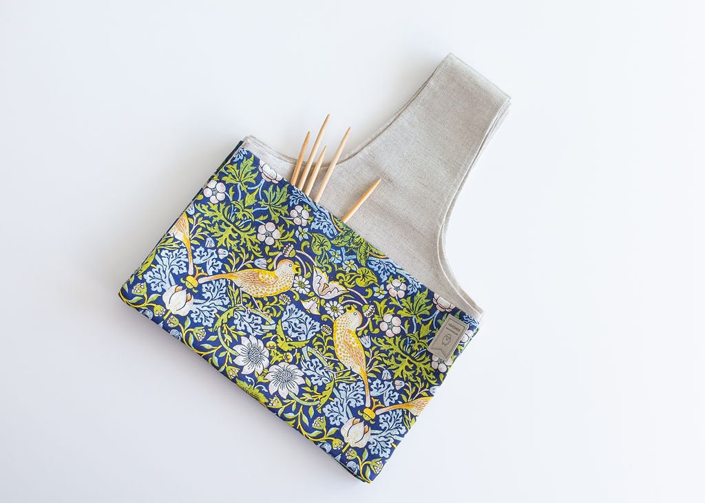 Knitting Project Bag with William Morris Strawberry Thief print. Sizes Large and small.