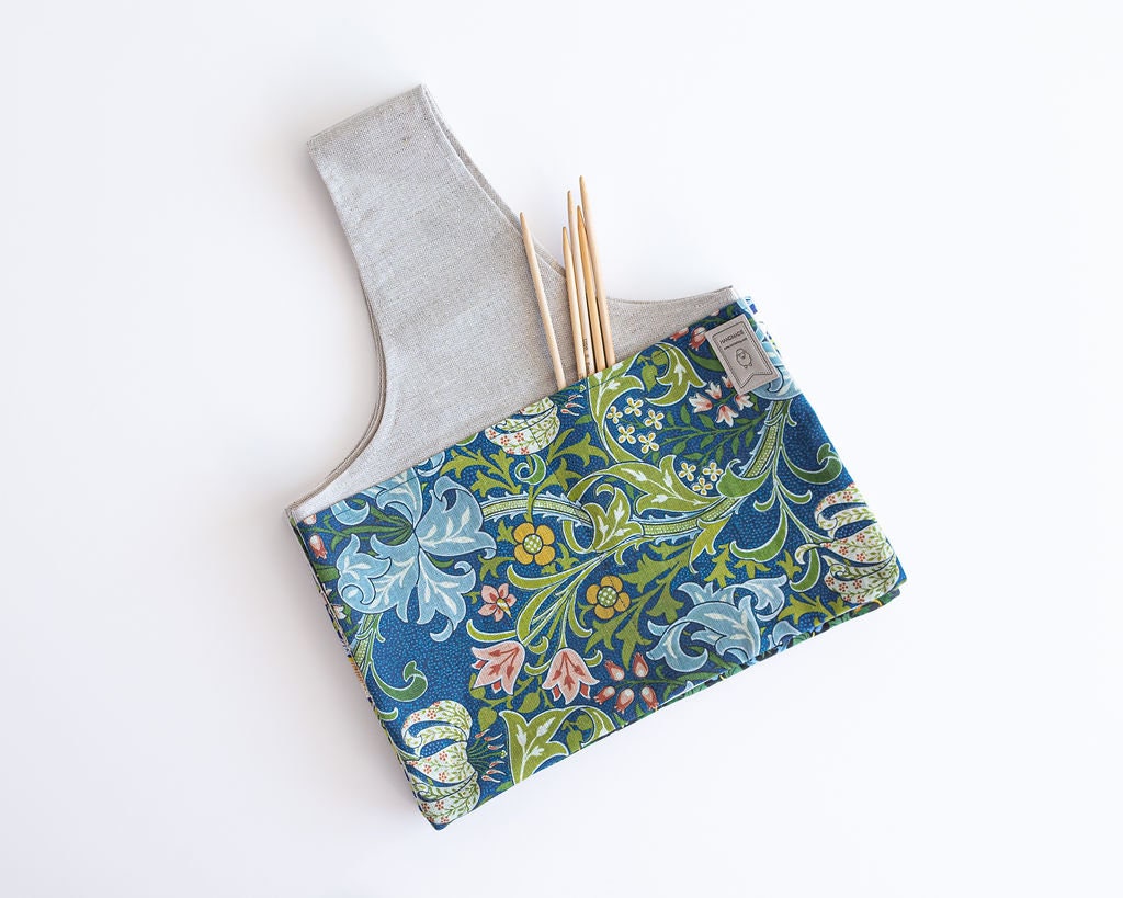 Knitting Project Bag with William Morris Golden Lily print. Sizes Large and small.