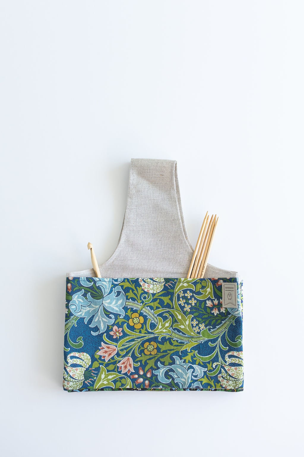Knitting Project Bag with William Morris Golden Lily print. Sizes Large and small.