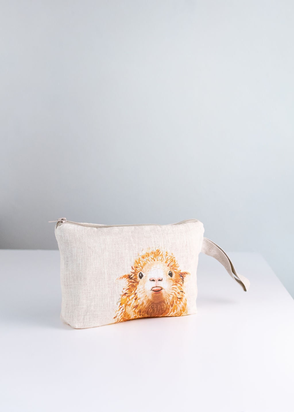 Pencil case with Sheep print, fabric Natural linen pouch, case aesthetic, pouches, canvas pencil pouch for shool