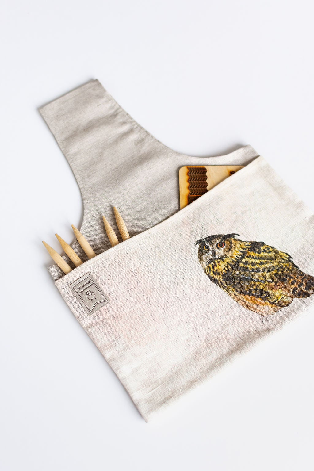 Knitting Project Bag with OWL print.