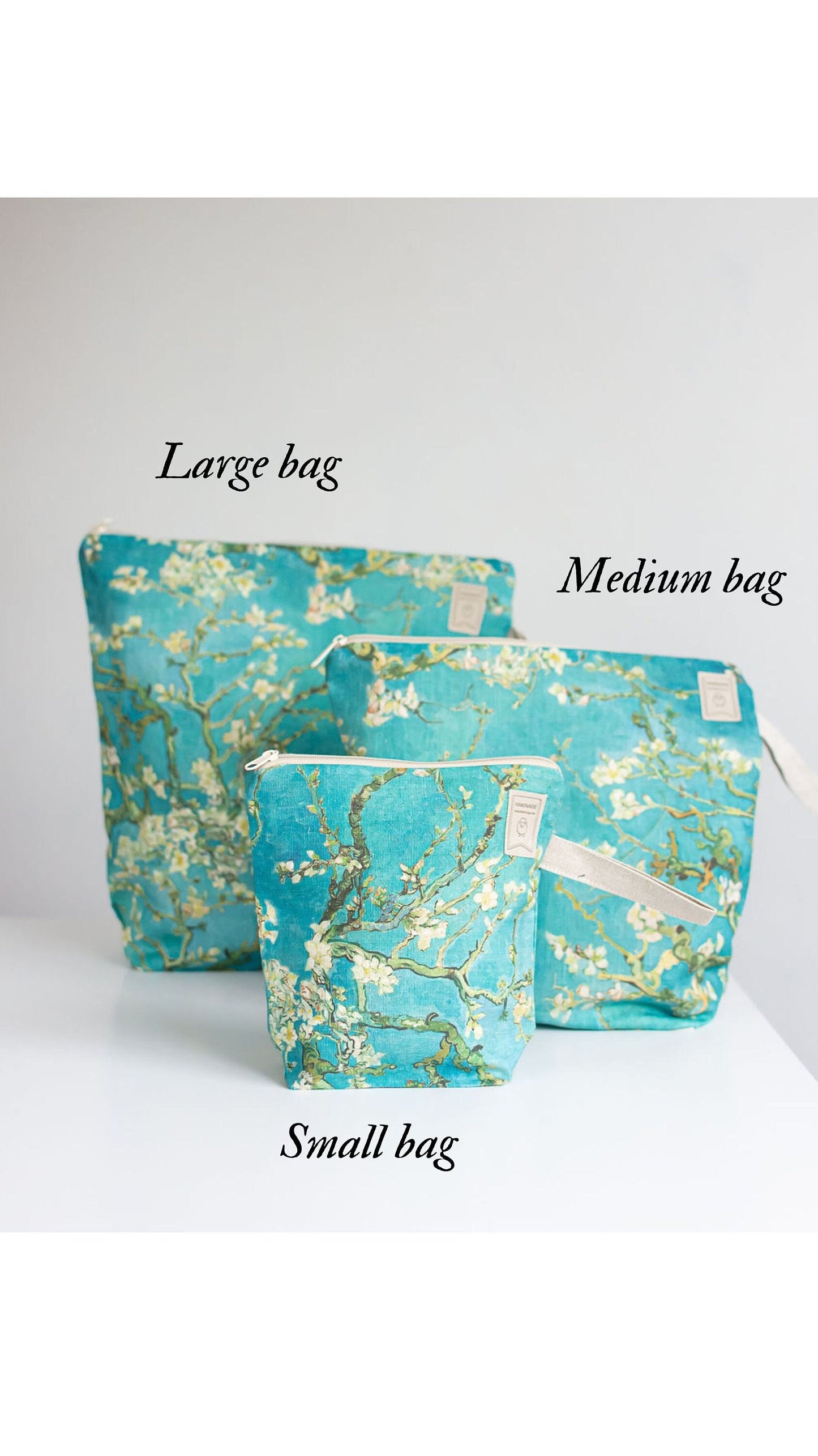 Meadow pattern project bag. Work in progress Project Bag with zipper. Yarn organizer