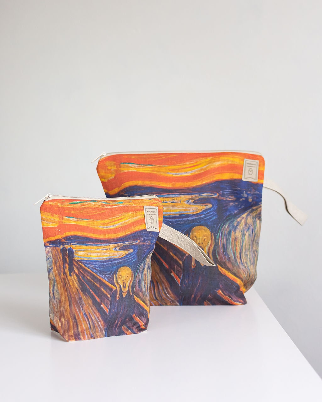 Project bag. Work in progress Project Bag with zipper. Yarn organizer. Bag inspired by Edvard Munch "The Scream"