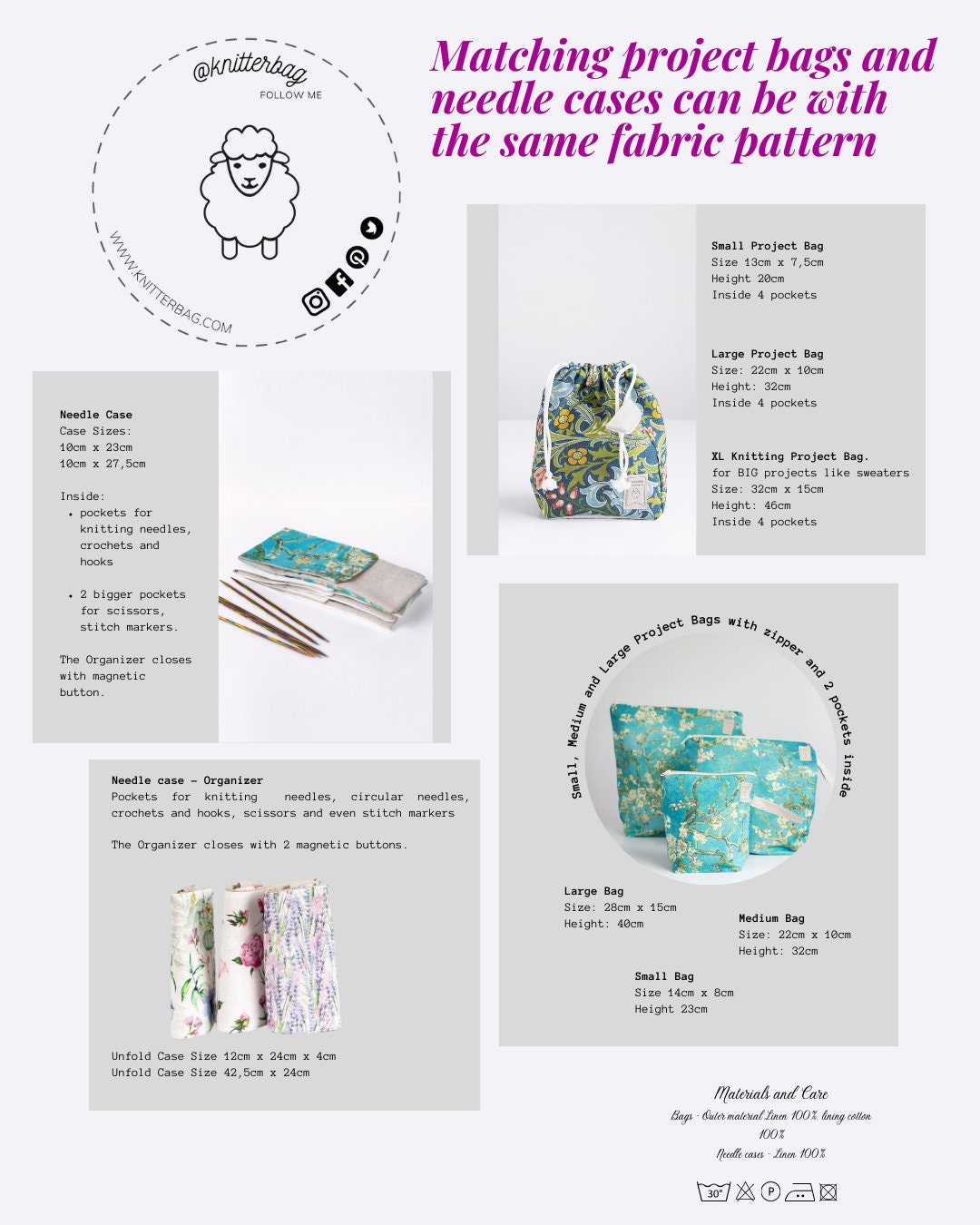Vincent van Gogh "Starry night" Project Bags. KIT Project bag.