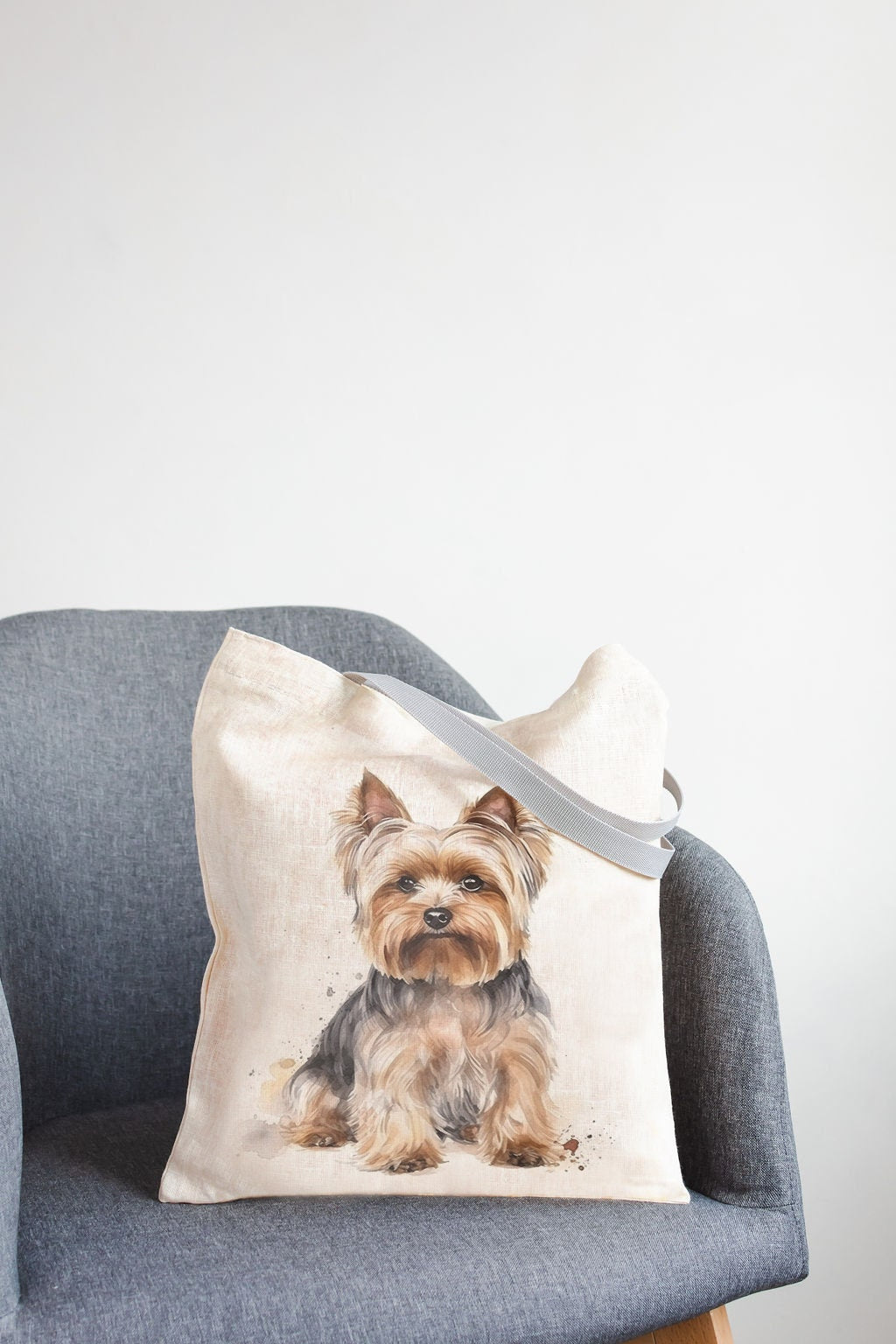 Linen Market Bag. Shopping tote with Goldendoodle print.