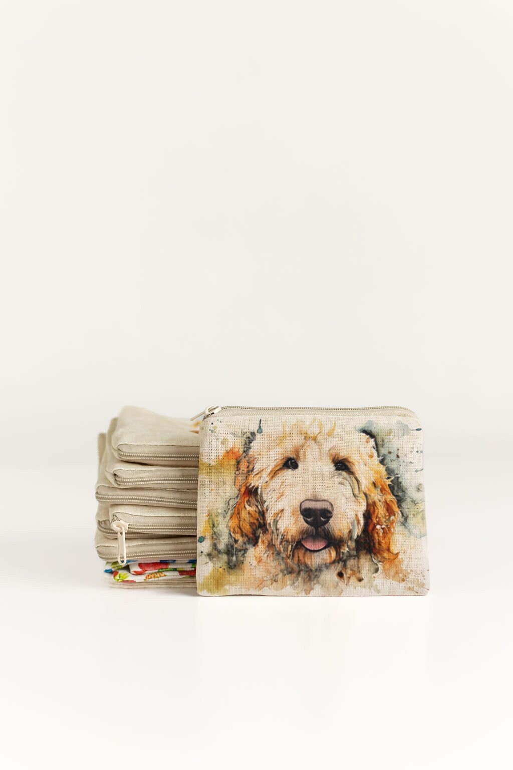 Small zip purse with Golden Retriever print