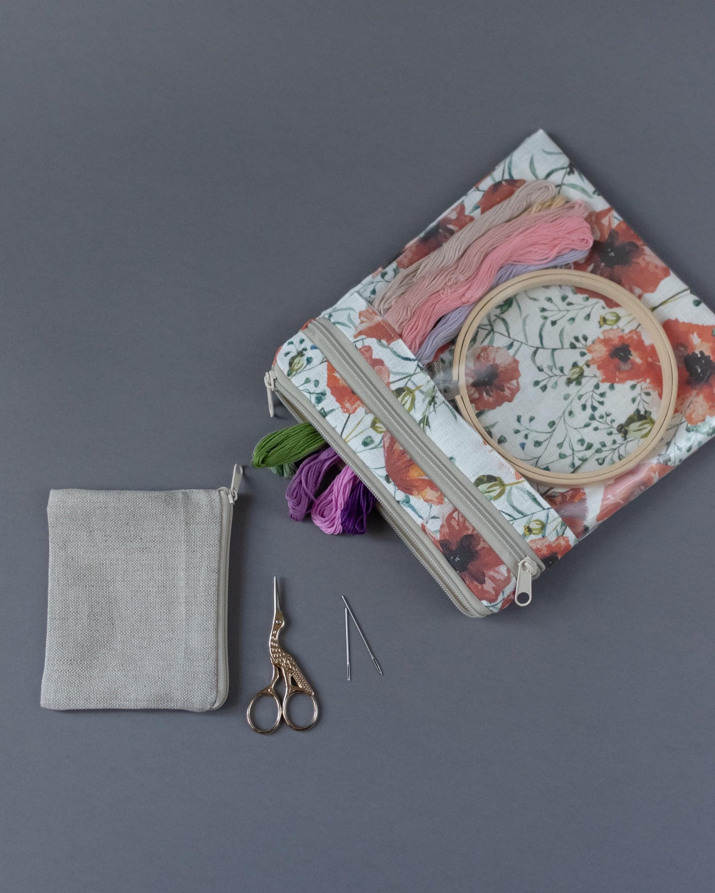 Project bag for Embroidery projects. Stitch Project Case Storage Travel Hand Sewing Projects. Sizes 13x11 or 8x9inches