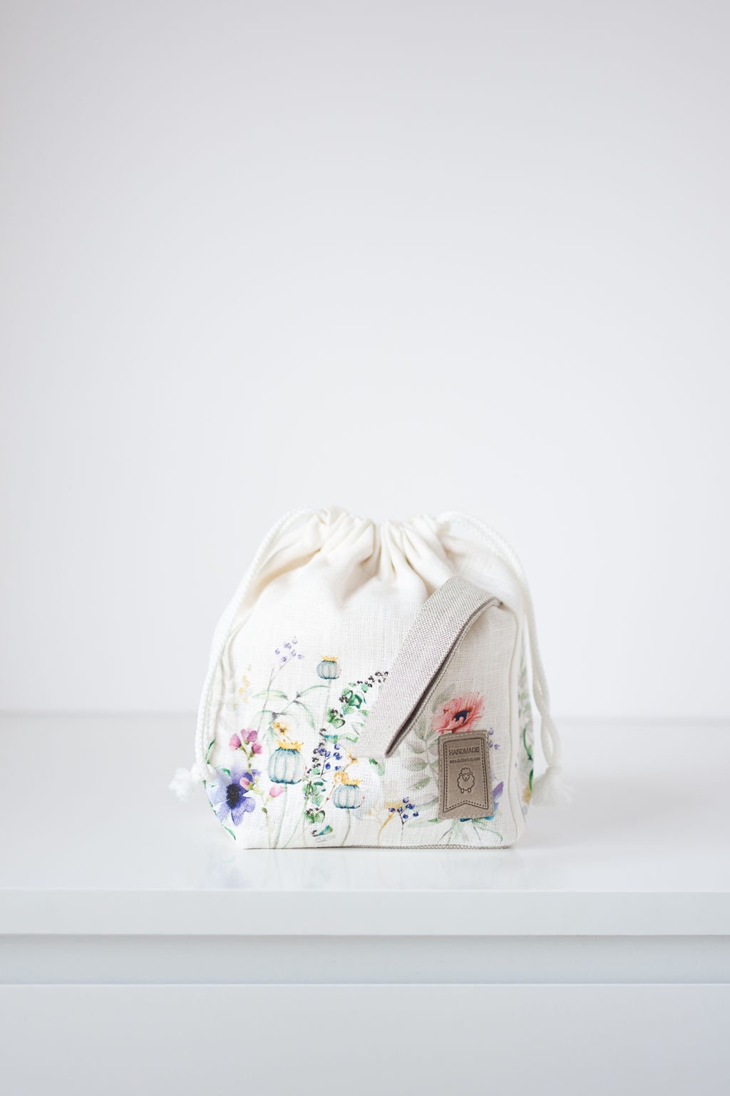 Drawstring Knitting Project Bag. Summer Flowers collection. Special KnitterBag design.