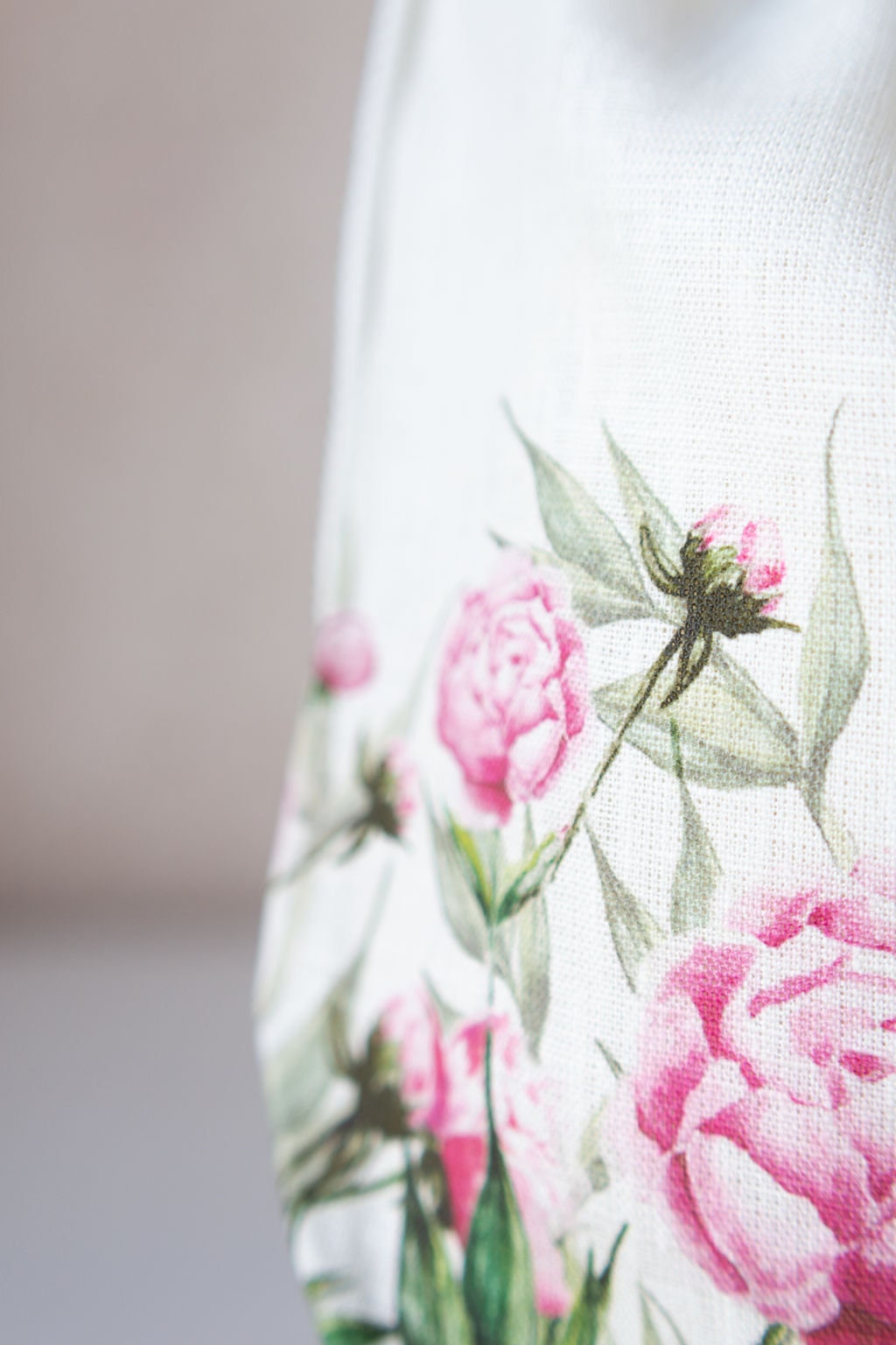 Drawstring Knitting Project Bag. Summer Flowers collection. Special KnitterBag design. Peony