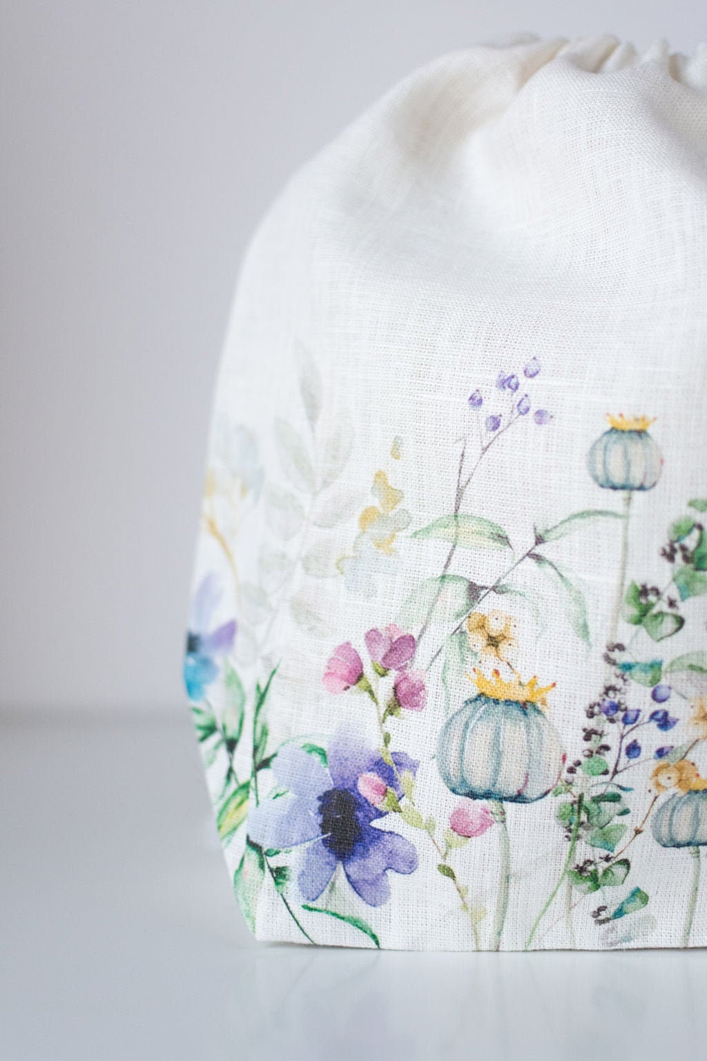 Drawstring Knitting Project Bag. Summer Flowers collection. Special KnitterBag design.