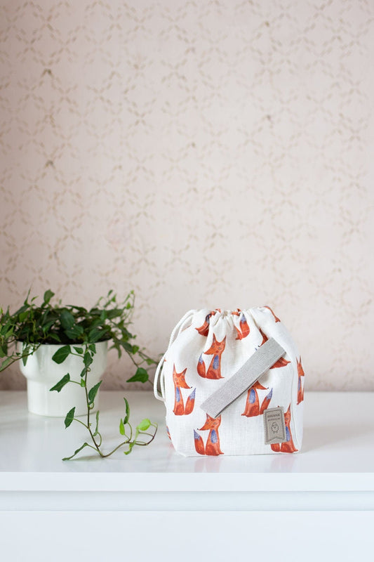 Project Bag. Small. Special KnitterBag design. Fox pattern