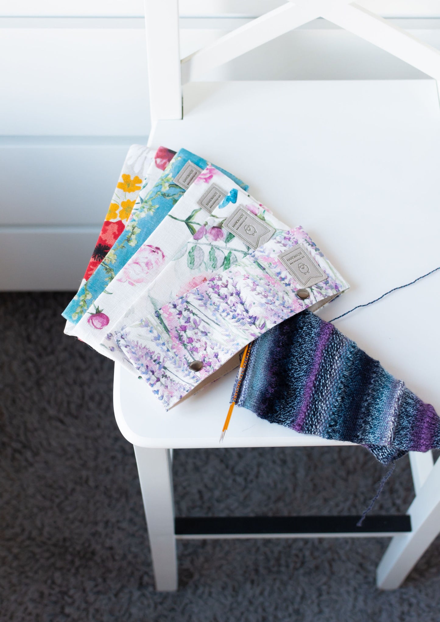 Linen DPN Cozy case, needle case, Knitting needle case, Needle cozy, Levanda pattern