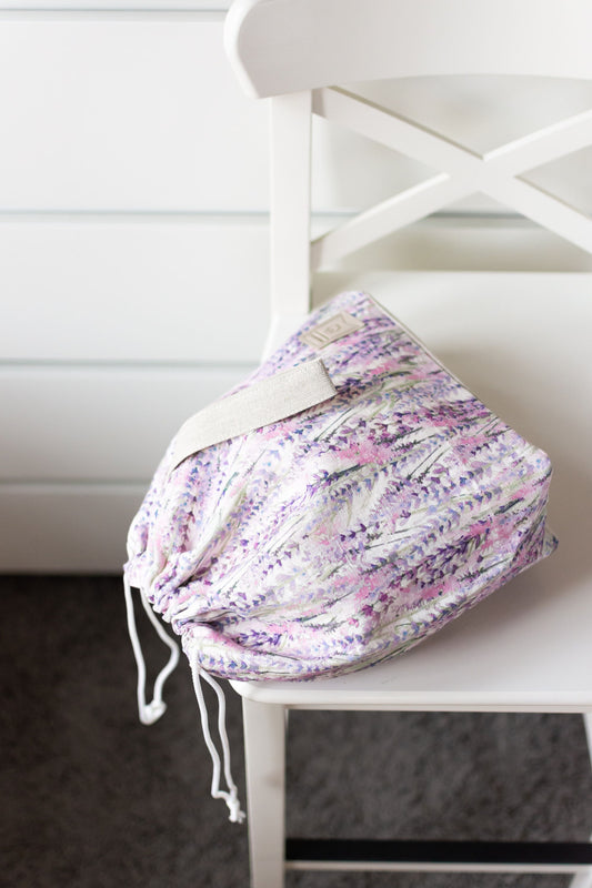 Lavender bag Drawstring Knitting Project Bag. Large. Summer Flowers collection. Special KnitterBag design.