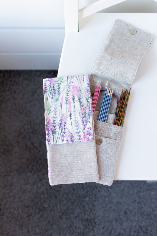 Needle Case. size: 4" x 9,2" (or 4" x 11"). Needles, Crochets and Hooks Case. Lavenderprint