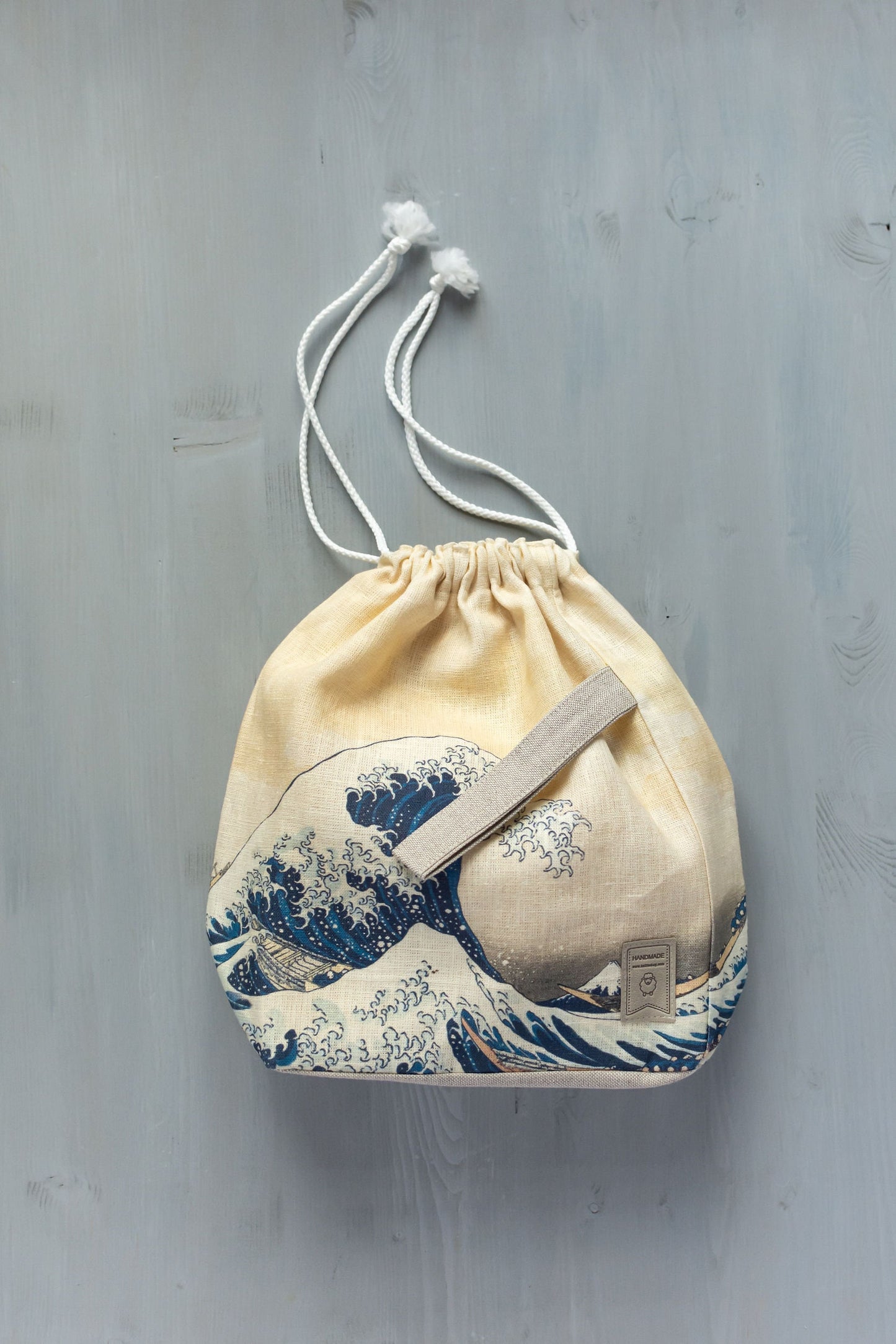 Hokusai The Great wave inspired Project Bag. Large. Knitter gift