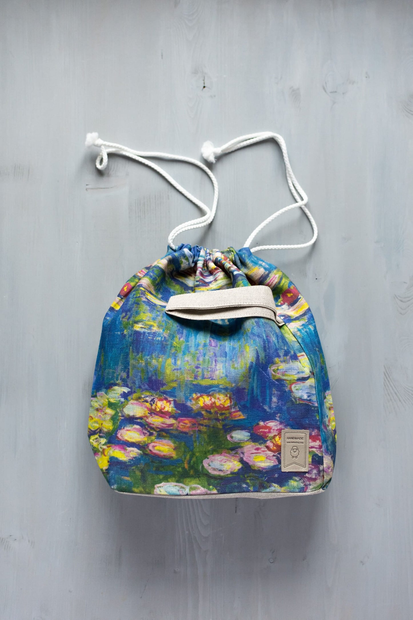 Water lilies Claude Monet inspired Project Bag. Large. Knitter gift