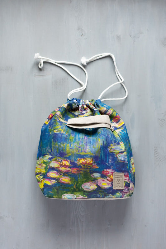 Water lilies Claude Monet inspired Project Bag. Large. Knitter gift