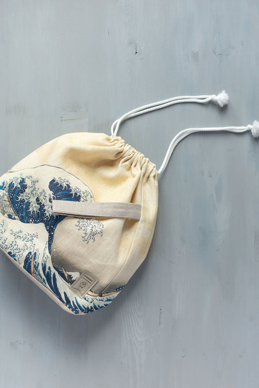 Hokusai The Great wave inspired Project Bag. Large. Knitter gift