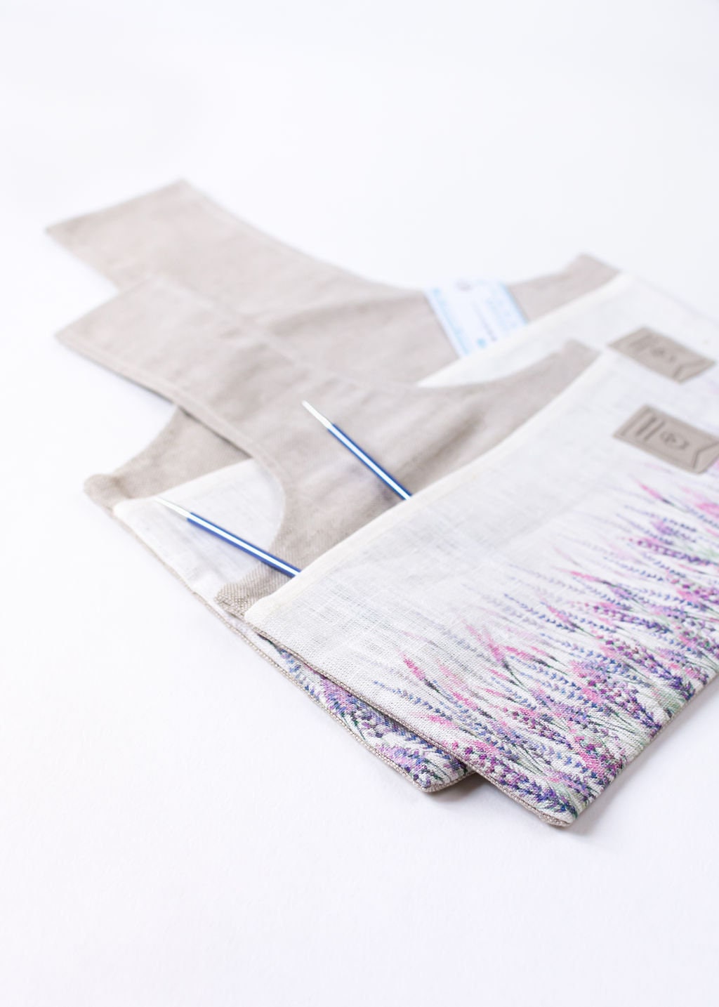 Knitter Project Bag Lavender print. Special KnitterBag design.
