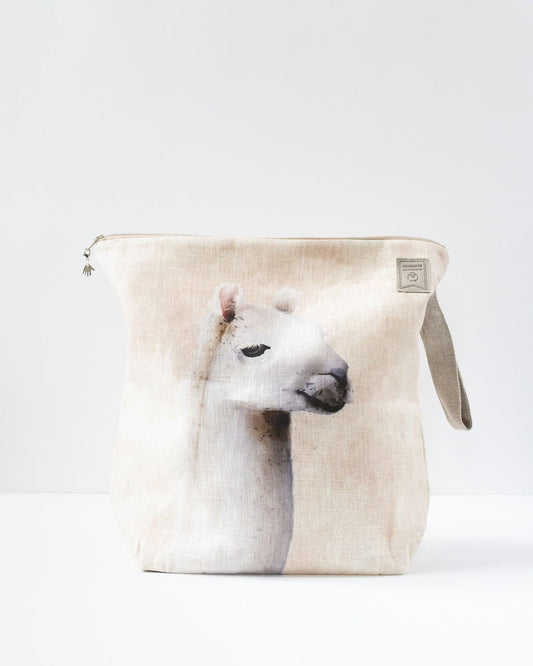 Work in progress Project Bag with zipper. Large. Lama print.
