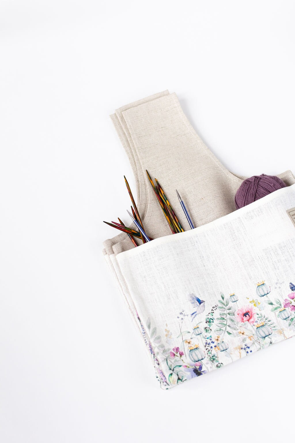 Knitter Project Bag Meadow print. Special KnitterBag design.