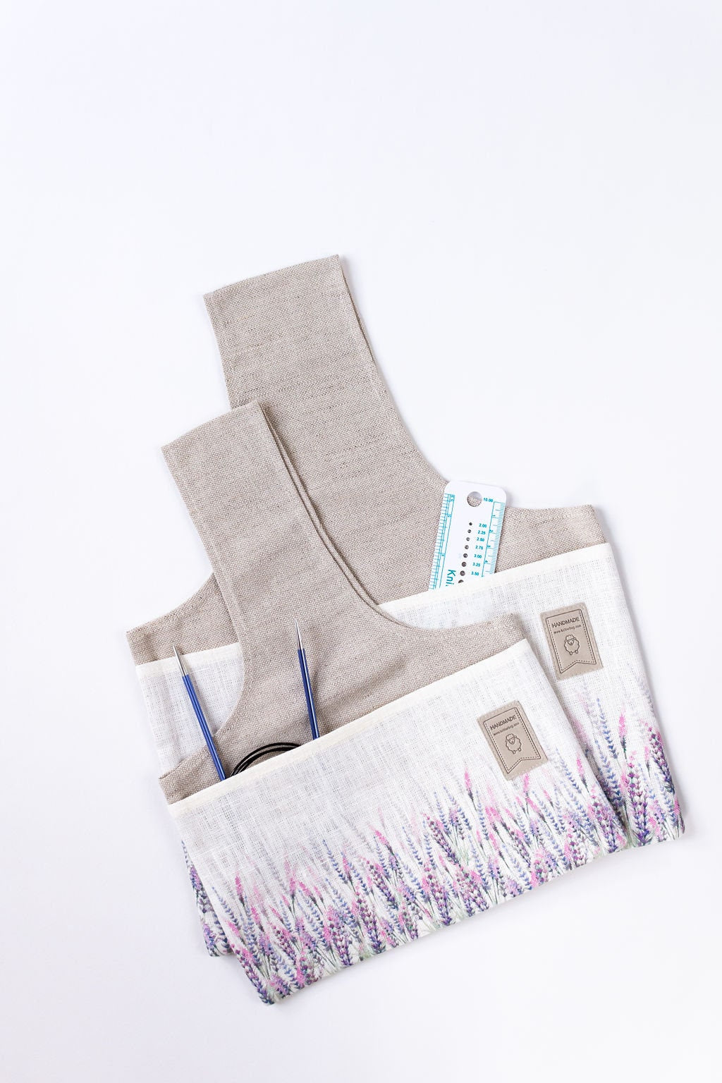 Knitter Project Bag Lavender print. Special KnitterBag design.