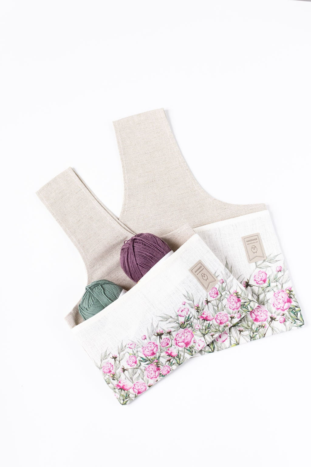 Knitter Project Bag Peony print. Special KnitterBag design.