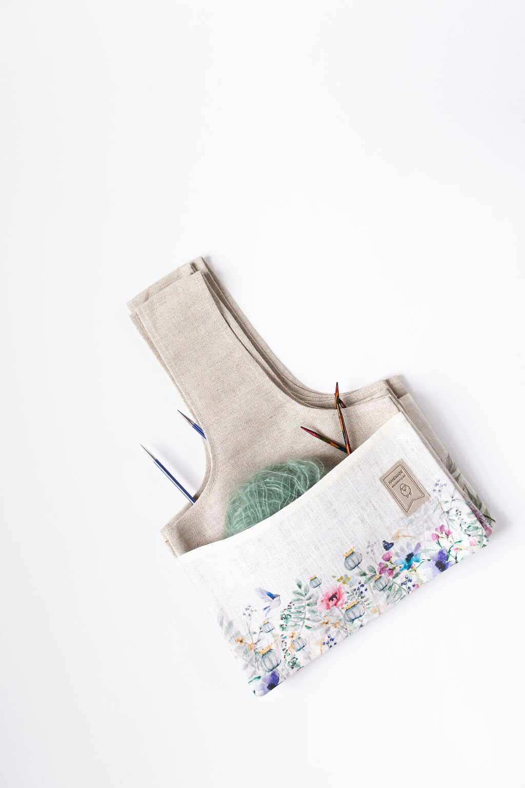 Knitter Project Bag Meadow print. Special KnitterBag design.