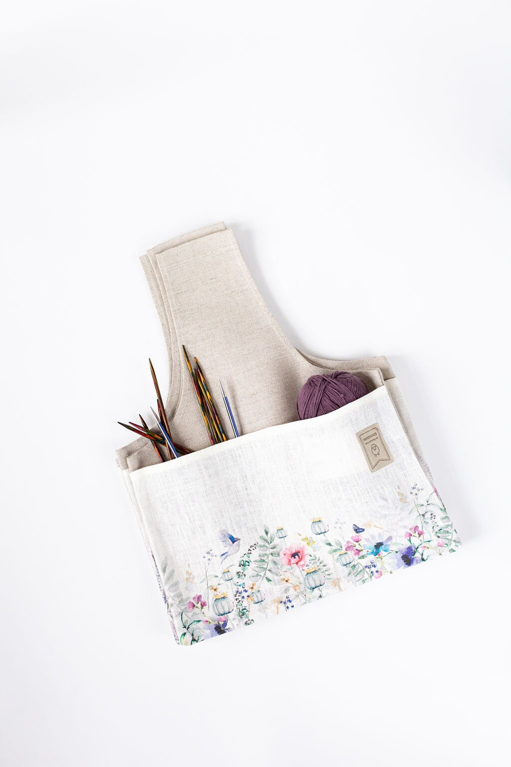 Knitter Project Bag Meadow print. Special KnitterBag design.