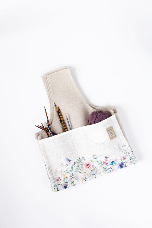 Knitter Project Bag Meadow print. Special KnitterBag design.