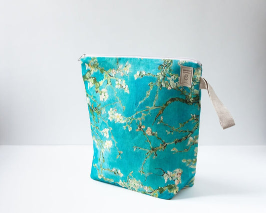 Almond Blossom by Vincent van Gogh Work in progress Project Bag with zipper. Small, Medium or Large Project bag.