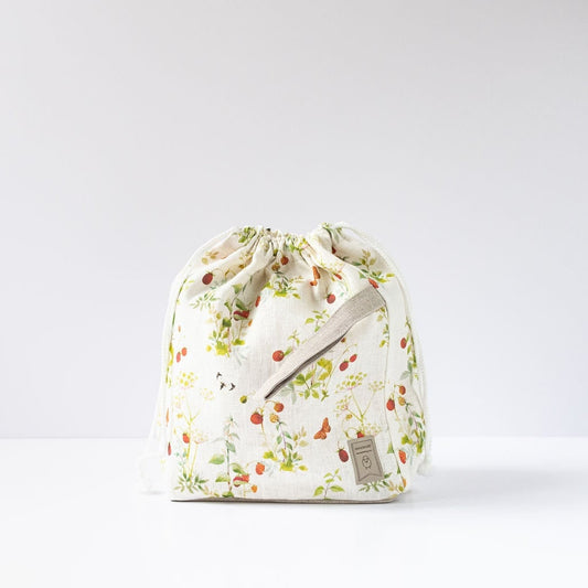Project bags. Large and/or Small. Summer Flowers collection. Strawberry print