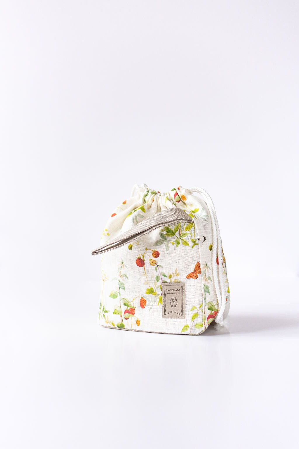 Project bags. Large and/or Small. Summer Flowers collection. Strawberry print