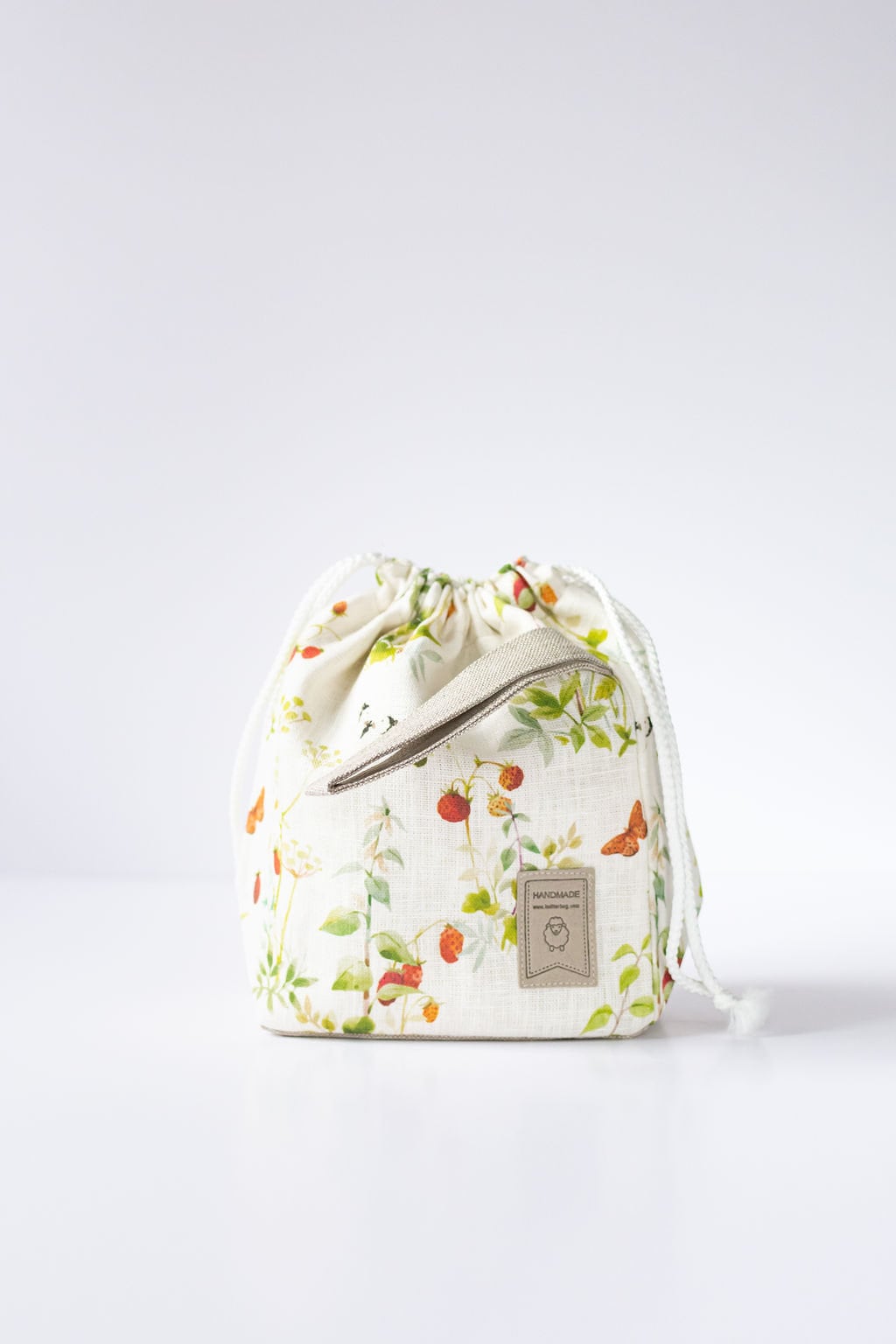 Project bags. Large and/or Small. Summer Flowers collection. Strawberry print