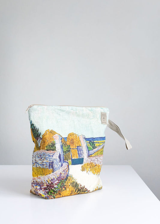 Project Bag with zipper inspired Farmhouse in Provence by Van Gogh