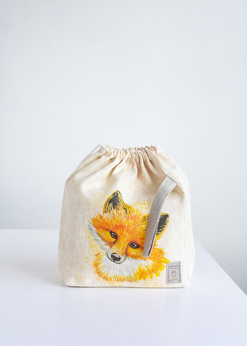 Project bags. Set of 2 Knitter Project Bags. Large and Small.  Fox print
