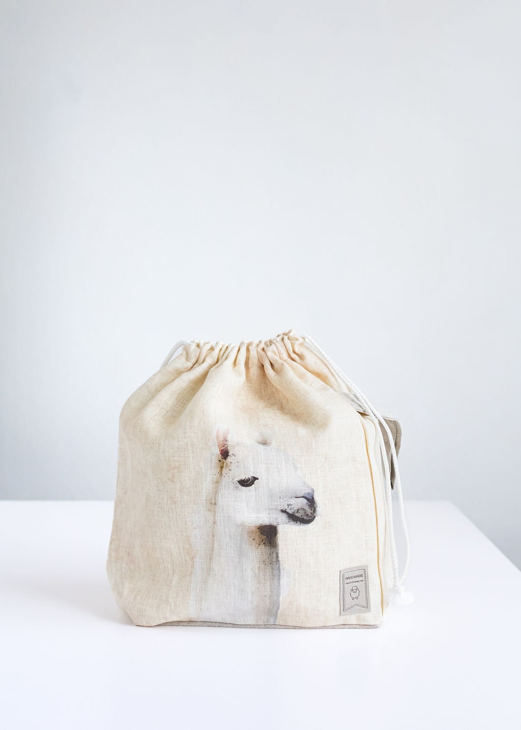 Project bags. Set of 2 Knitter Project Bags. Large and Small.  Lama print