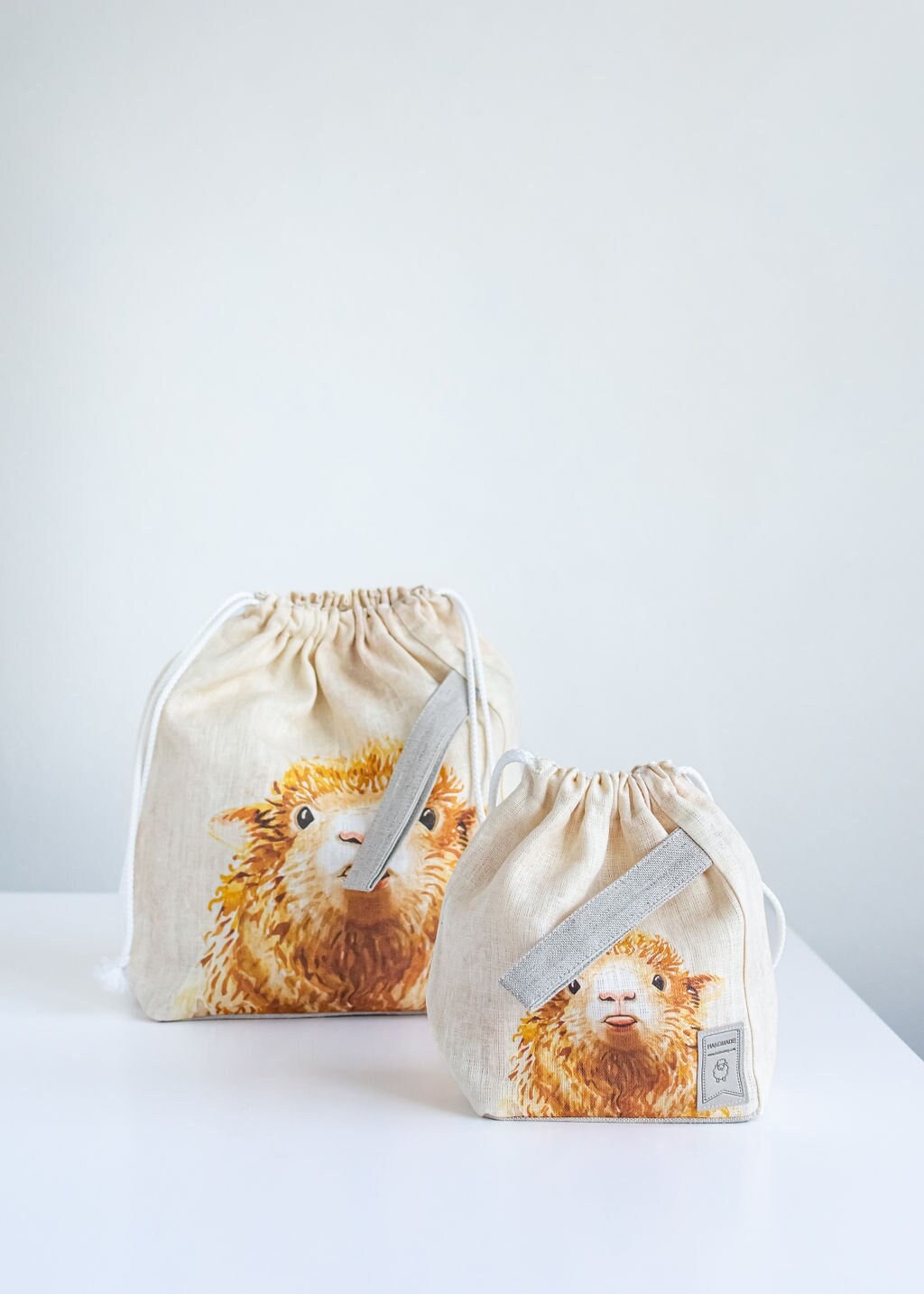 Project bags. Set of 2 Knitter Project Bags. Large and Small.  Sheep print
