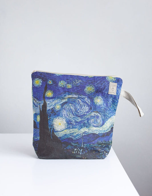 Project bag. Work in progress Project Bag with zipper. Yarn organizer. Vincent van Gogh "Starry night"