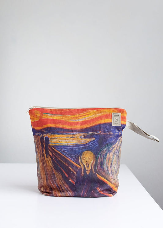 Project bag. Work in progress Project Bag with zipper. Yarn organizer. Bag inspired by Edvard Munch "The Scream"